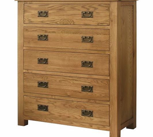 Rustic Saxon Oak 5 Drawer Chest