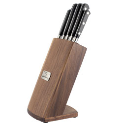 sabatier Lecasoar 5 Piece Knife Set with Walnut Block