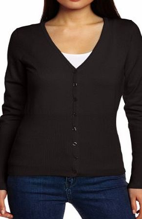 Saint Tropez Womens Long Sleeve V-Neck Cardigan, Black, 8