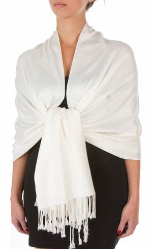 Sakkas 78`` x 28`` Eco-Friendly Bamboo Rayon Soft Solid Pashmina Shawl / Wrap / Stole - Ivory