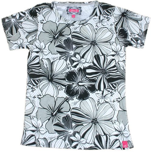 Ladies Saltrock Allover Hibiscus Tee Black