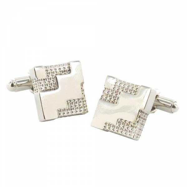 Square Honeycomb Rhodium Cufflinks