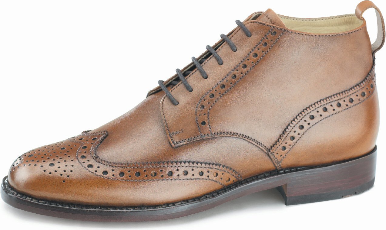 Samuel Windsor Semi Brogue Boot: Antique Tan