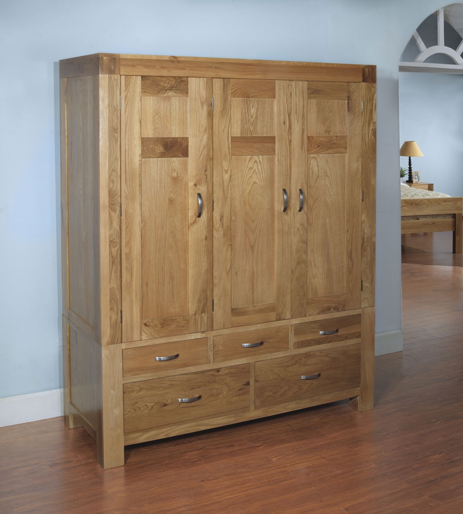 Blonde Oak Triple Wardrobe