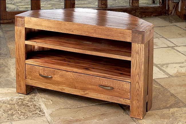 santana Reclaimed Oak Corner TV Cabinet with 1