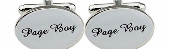 Sanwood Mens Silver Oval Wedding Cufflinks Cuff Link Groom (Page Boy)