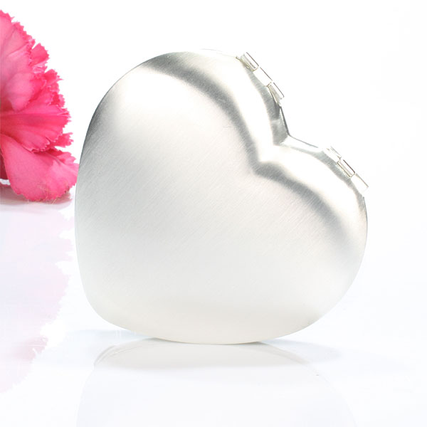 Satin Silver Heart Handbag Mirror