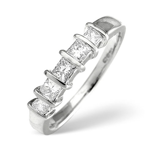 0.50 Ct Diamond Five Stone Ring In 18 Carat White Gold