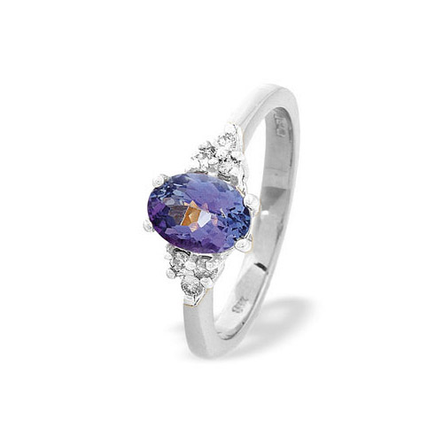 Diamond and Tanzanite Ring In 18 Carat White Gold