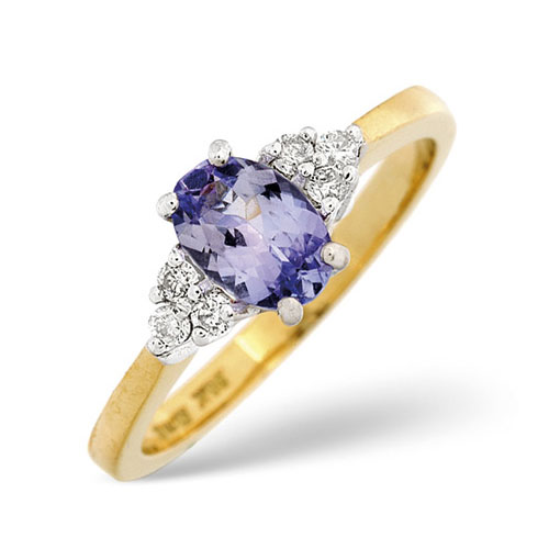 Diamond and Tanzanite Ring In 18 Carat Yellow Gold