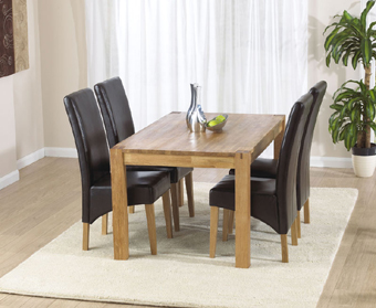 savanna Oak Dining Table - 120cm and 4 Rochelle