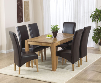 savanna Oak Dining Table - 150cm and 6 Rochelle