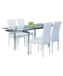 Savannah Extendable Dining Table and 4 Crystal