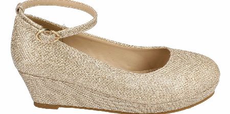 SAVANNAH Nude Gold Glitter Shoe