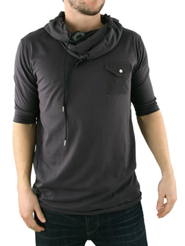 Black Serge Snood Neck T-Shirt