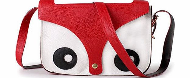 SAVFY Fashion Hot Retro Contrast Color Little Naughty Owl Fox Bag Messenger PU Leather Crossbody Purse Satchel Handbag Girl Lady Shoulder Bag (RED)