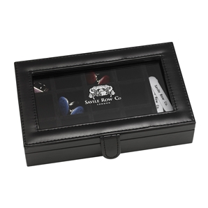 Savile Row Black Cufflink and Collar Bone Storage Box