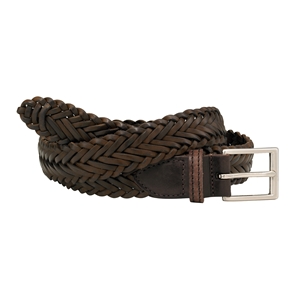 Savile Row Brown Leather Braided Belt