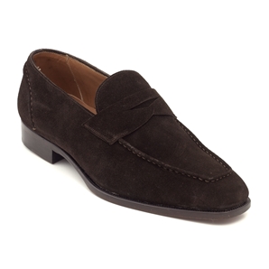 Brown Suede Slip-On Penny Loafer Men` Shoe