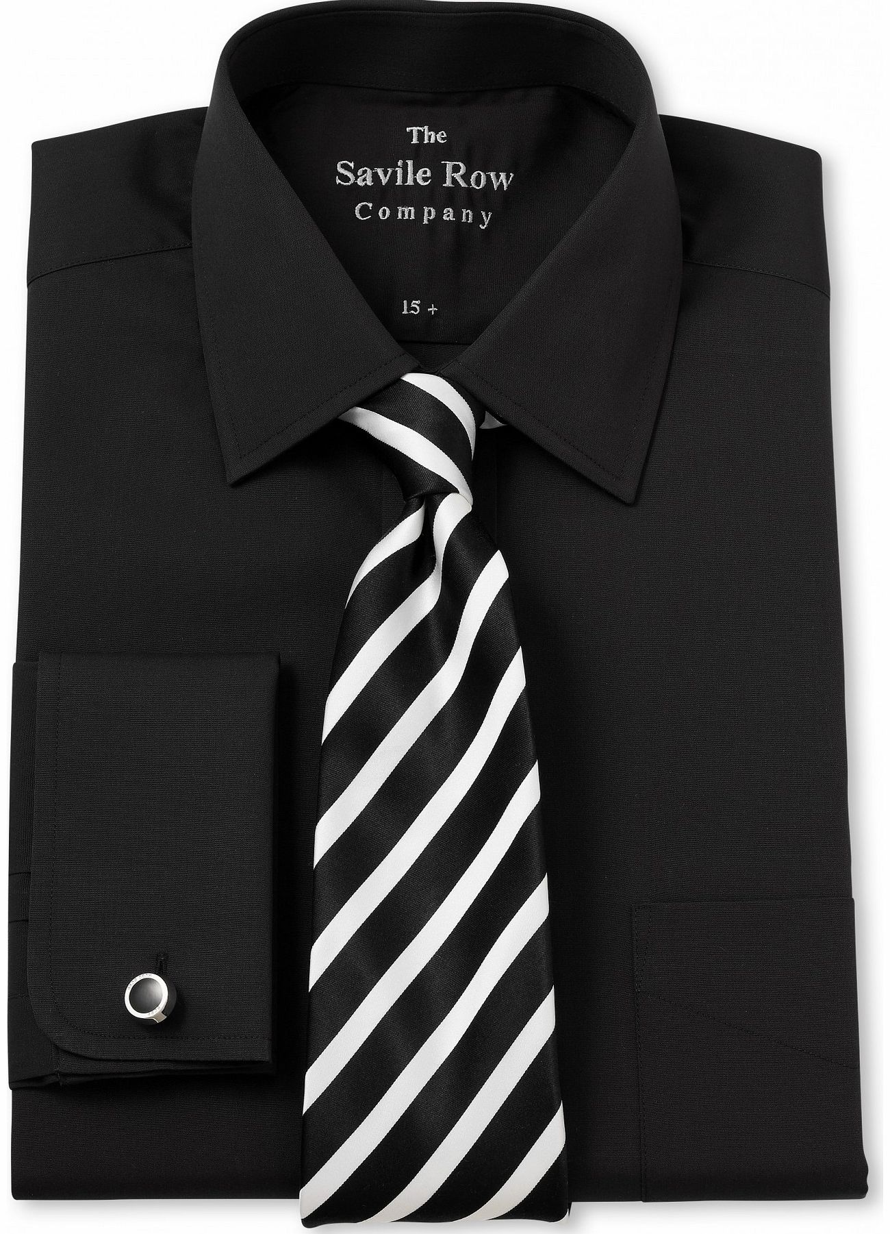 Savile Row Company Black Poplin Classic Fit Shirt 19 1/2`` Standard