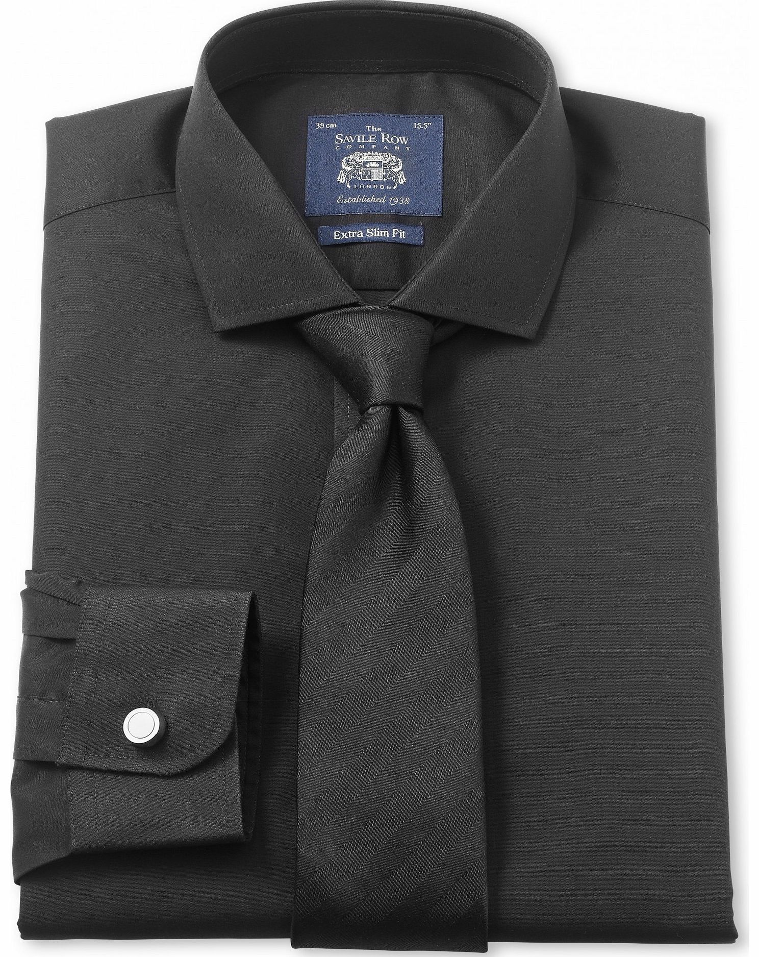 Black Poplin Extra Slim Fit Shirt 16 1/2``