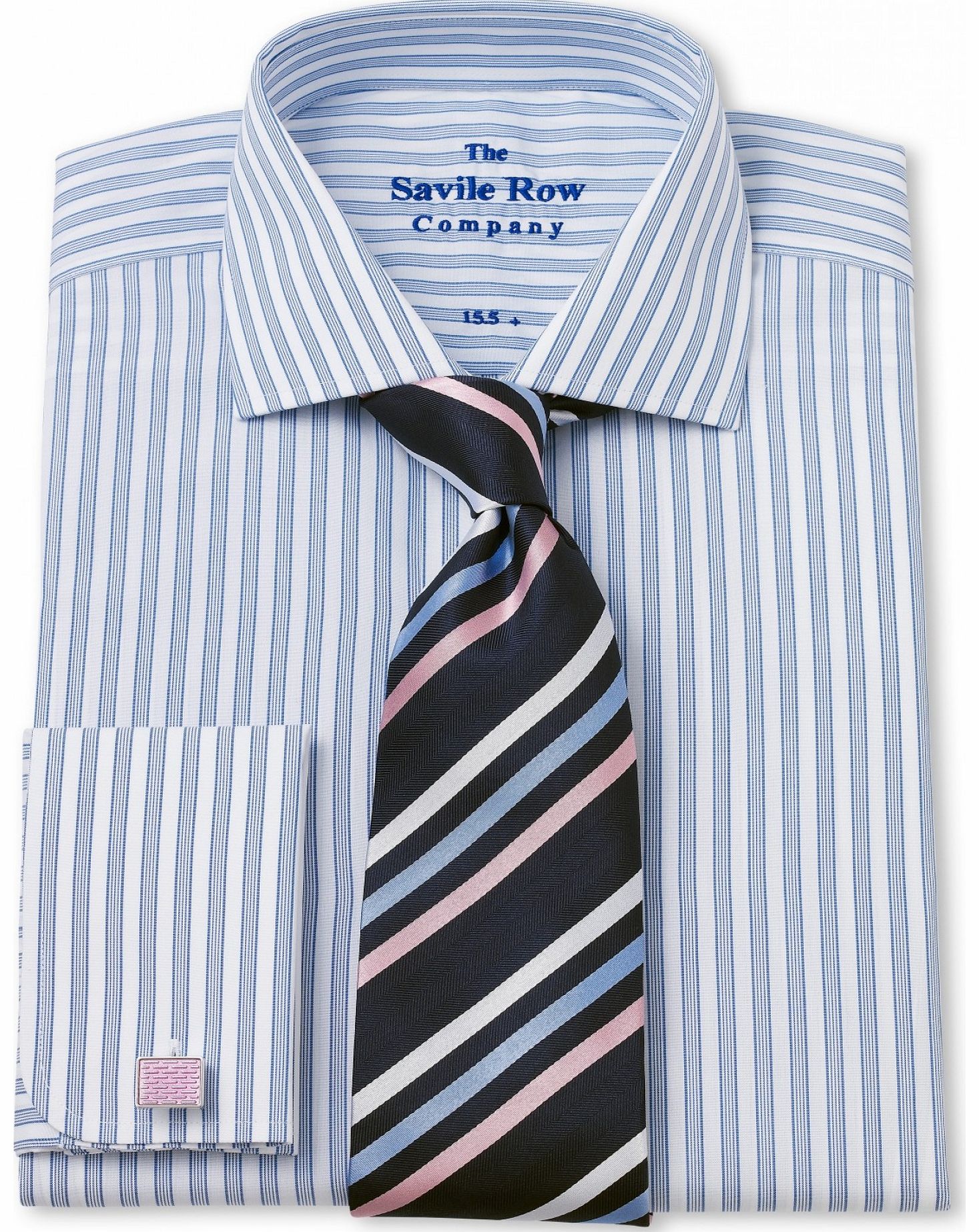 Blue Tramline Stripe Slim Fit Shirt 16``