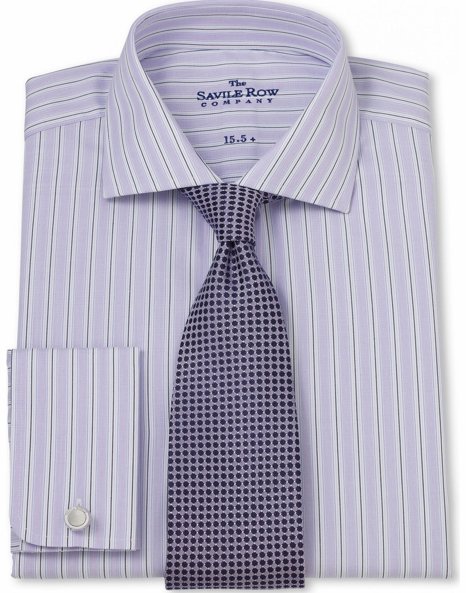 Lilac Navy Stripe Slim Fit Shirt 15 1/2``