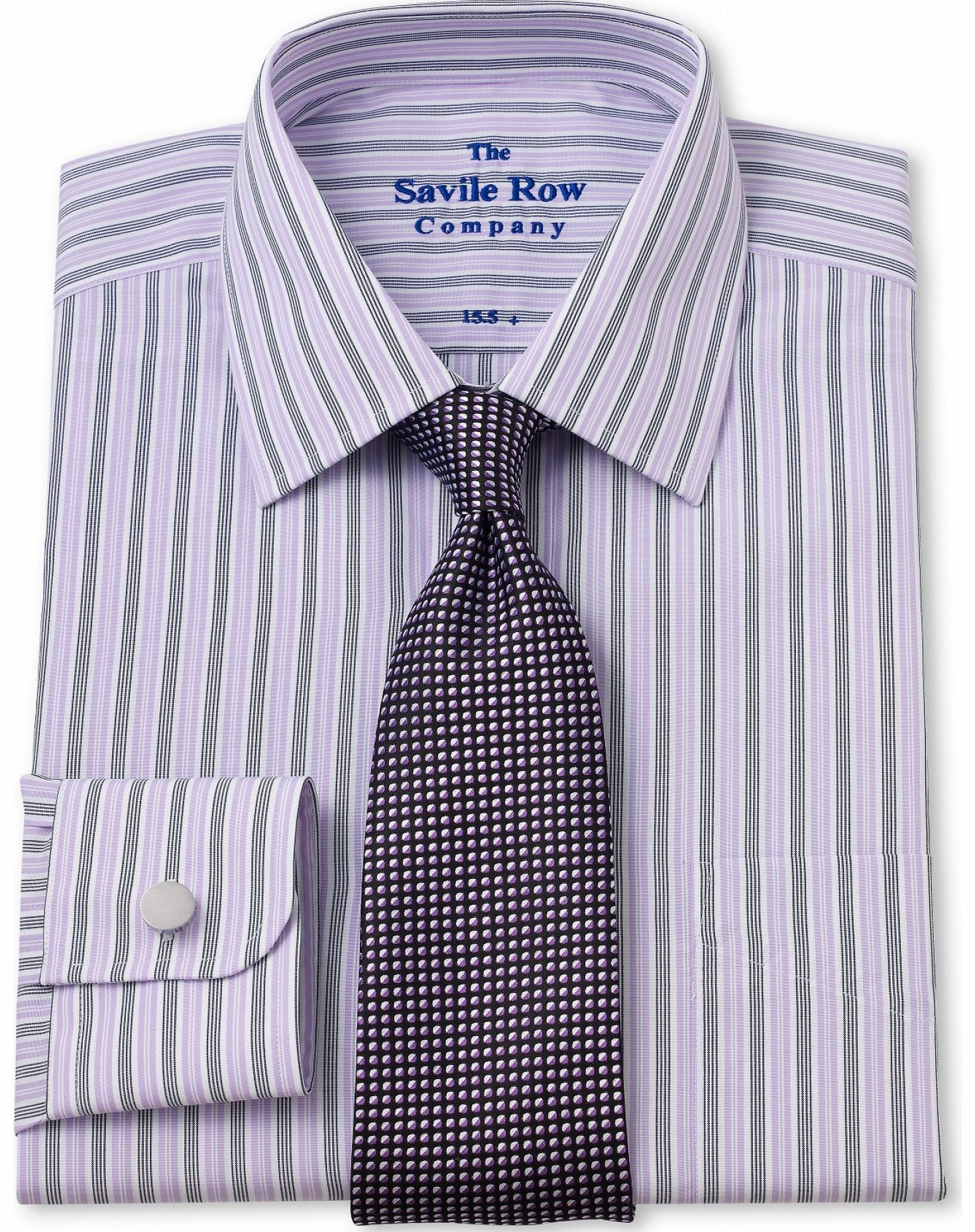 Lilac Navy Thick Thin Stripe Classic Fit Shirt