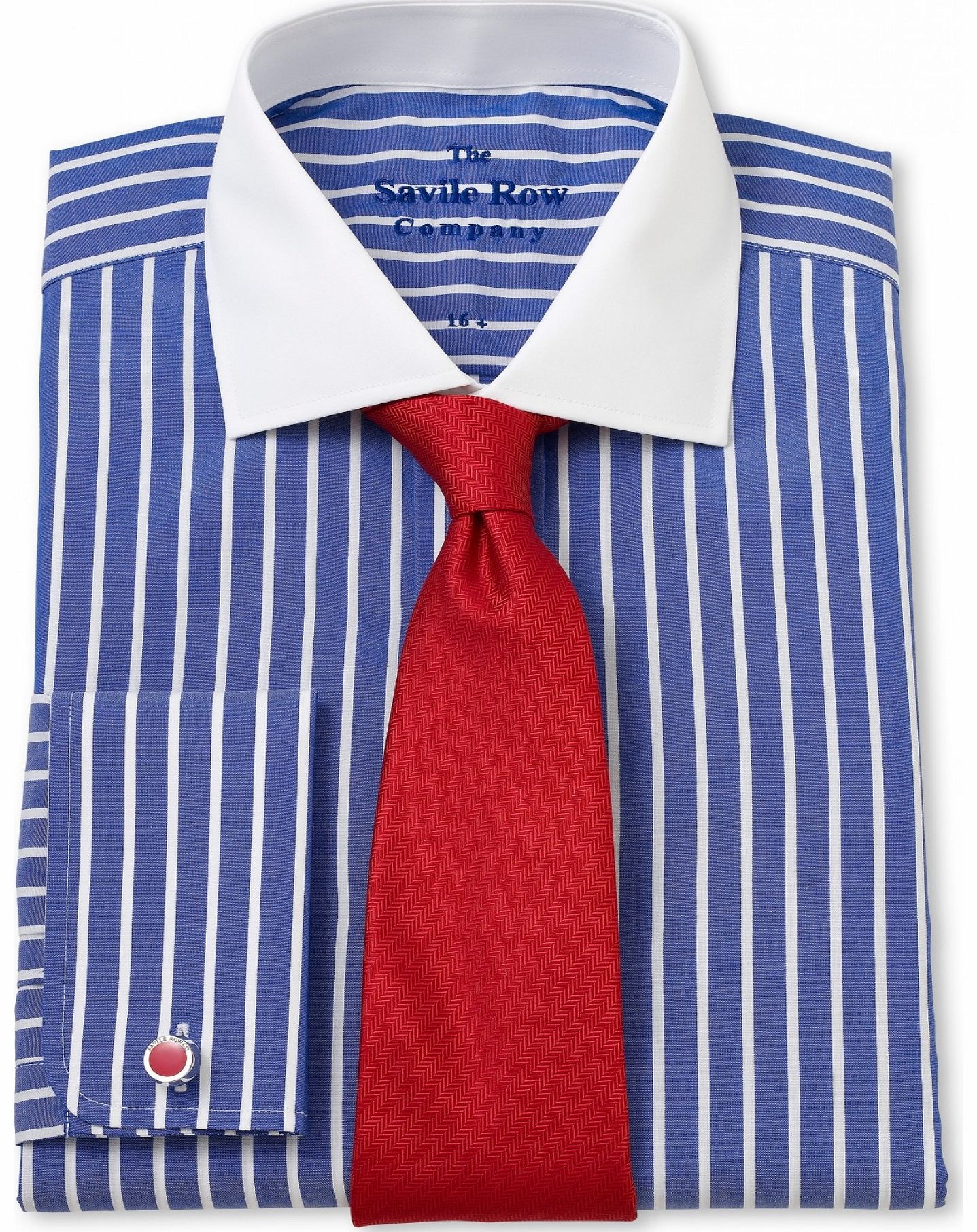 Navy White Stripe Slim Fit Shirt 17 1/2``