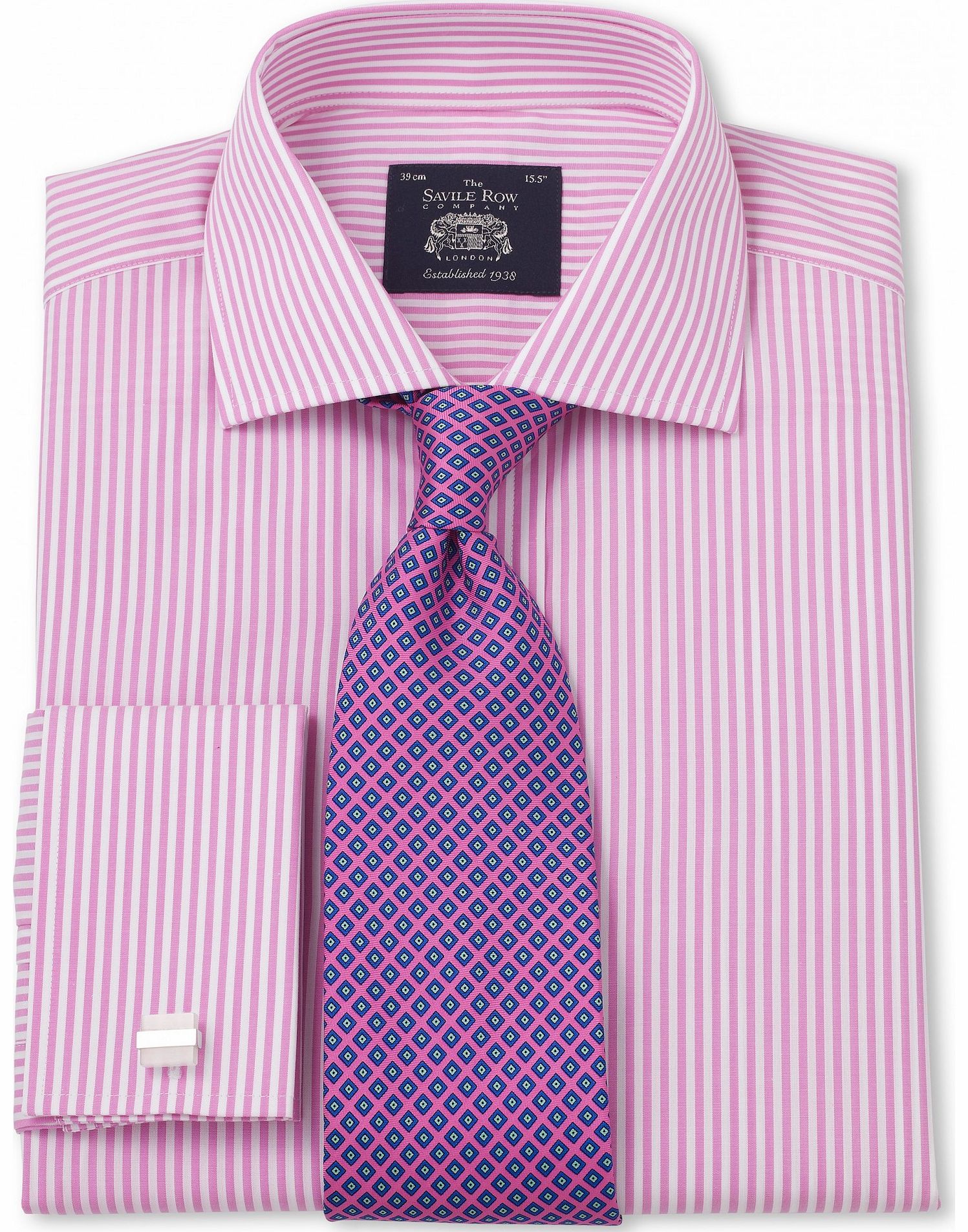 Pink White Bengal Stripe Poplin Slim Fit Shirt