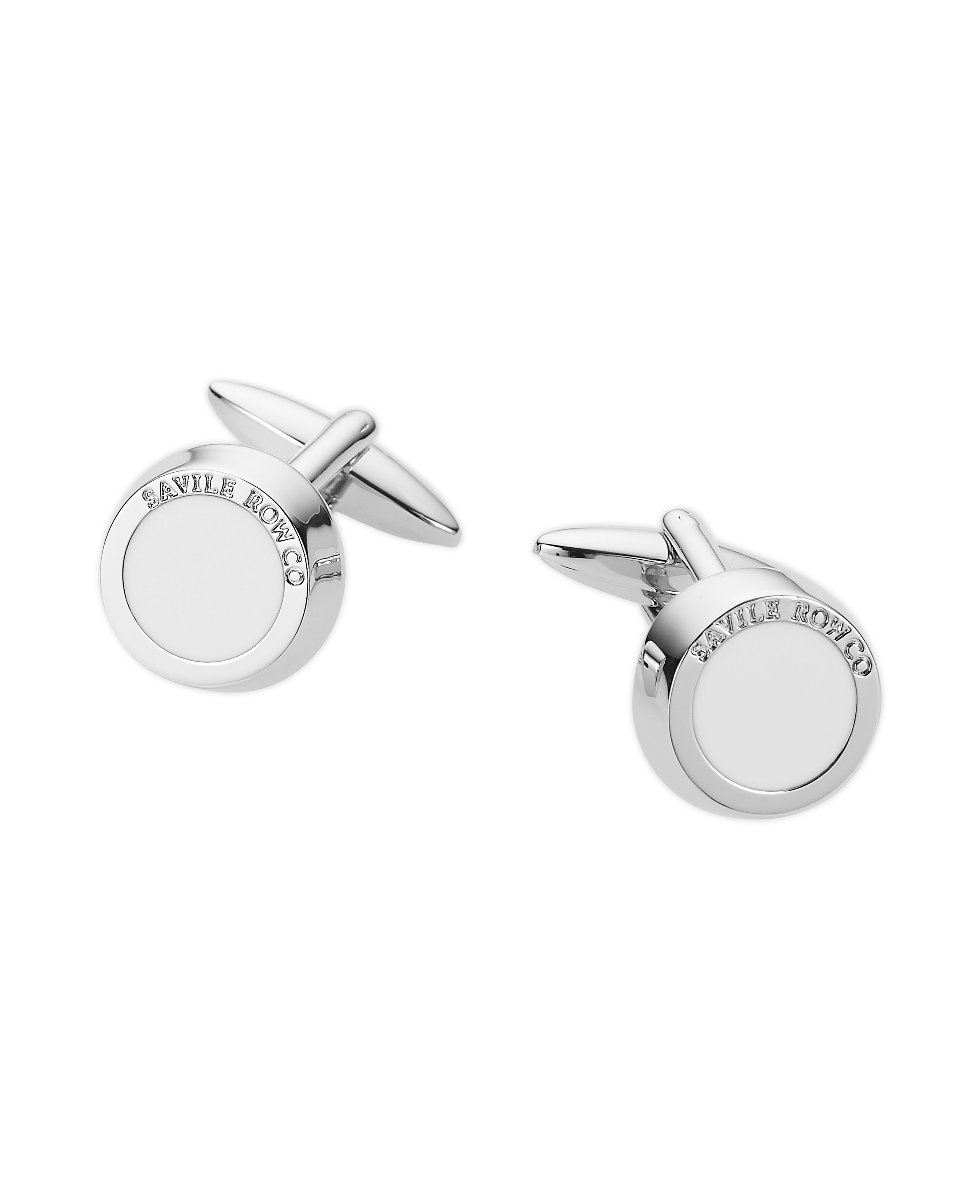 White Signature Silver Tone Cufflinks