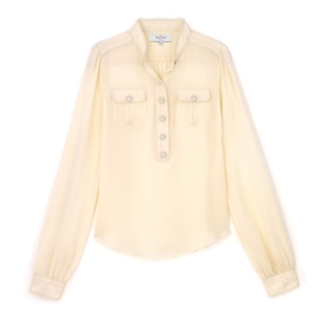 Savile Row Cream Audrey Pocket Silk Blouse