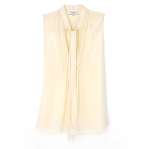 Cream Bardot Sleeveless Silk Blouse