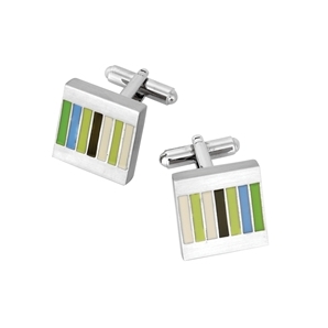 Savile Row Green Stripe Square Cufflink
