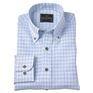 Light Blue Gingham Linen Check Shirt