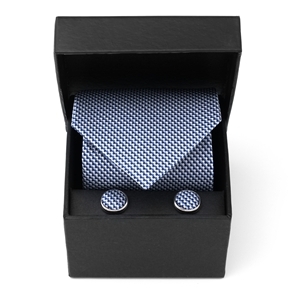 Savile Row Navy/Blue Boxed Tie-and-Cufflink Set