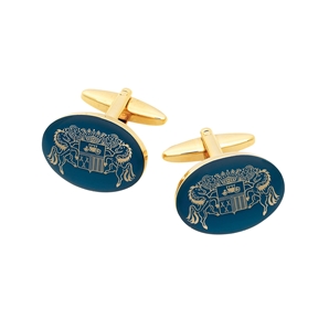 Savile Row Navy Blue Savile Row Co Crest Oval Cufflink
