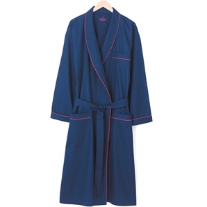 Navy Men` Cotton Poplin Dressing Gown