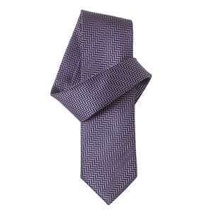 Navy Pink Herringbone Pure Silk Tie