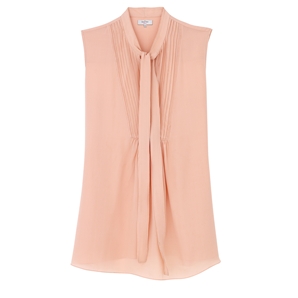 Pink Bardot Sleeveless Silk Blouse