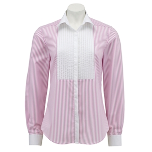 Pink Bengal White Bib Front Women` Shirt