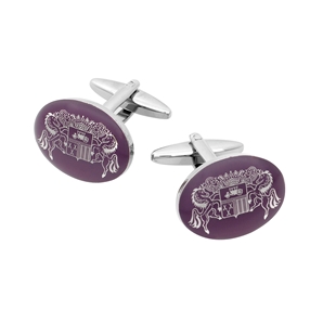 Savile Row Purple Savile Row Co Crest Oval Cufflink