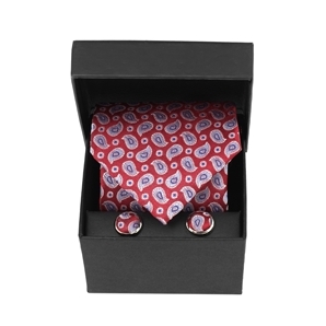 Savile Row Red Light Blue Paisley Boxed Tie-and-Cufflink Set