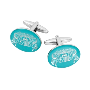 Savile Row Turquoise Savile Row Co Crest Oval Cufflink