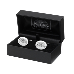 White Savile Row Crested Oval Cufflink