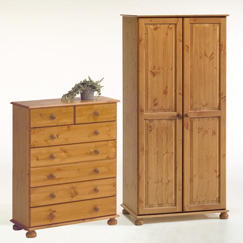 Scandinavian Pine Aarhus Wardrobe and Chest Bedroom Set 222