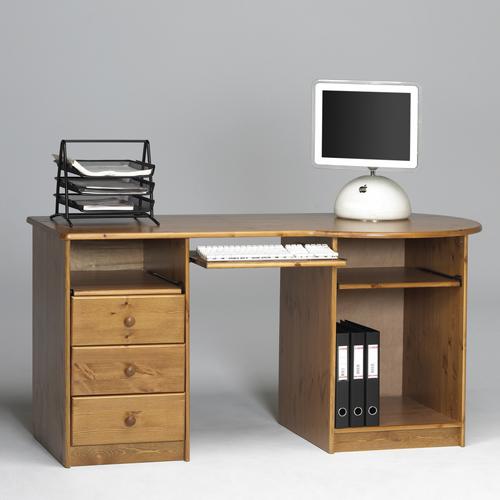 Pine Double Pedestal Desk 3 Drawer