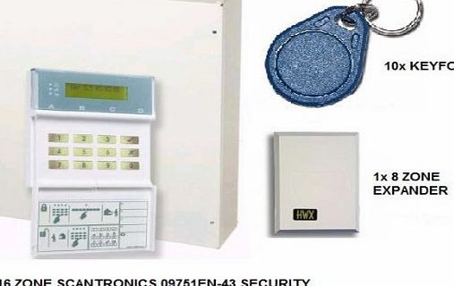 Scantronic WA35 - SCANTRONIC 09751EN-43 16 ZONE WIRED BURGLAR ALARM   KEYPAD   FOBS SAFETY KIT