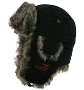 Black Faux Fur Ear Flap Hat