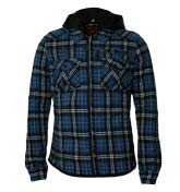 Blue Check Hooded Long Sleeve Shirt